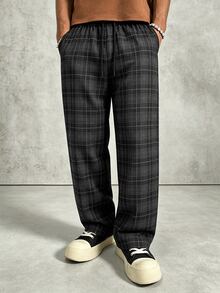 PAVTROS Men's Casual Plaid Long Pants, Loose Straight Leg Fit, Elastic Drawstring Waist - Multicolor - View 4