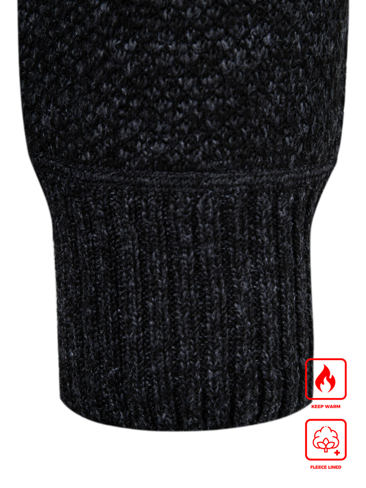 Manfinity Homme Men's Quilted Stand Collar Long Sleeve Casual Knit Cardigan - Black - View 4