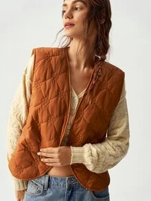 Bohemela Jaket Rompi Wanita Ukuran Besar Motif Bunga Jacquard dengan Bagian Depan Terbuka - MultiWarna - View 2