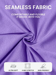 Easithlete Easithlete Women's White & Purple Colorblock Seamless Long Sleeve Yoga Jumpsuit - Purple - View 8