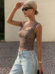 DAZY Women's Summer Square Neck Fitted Ribbed Camisole Tank Top - Multicolor - View 4