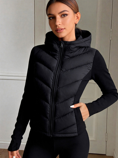 Teen Girls Slim Fit Hooded Long Sleeve Lightweight Padded Coat For Daily Wear, Suitable For Late Autumn And Early Winter