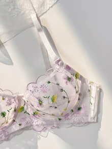 PetitDoll 1pc Women's Underwire Embroidered Bra - Multicolor - View 4