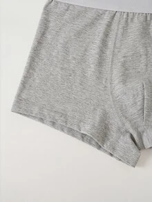 SHEIN 4件組兒童青少年男孩簡約舒適休閒彈性腰頭親膚四角內褲 - 灰色 - 查看 4