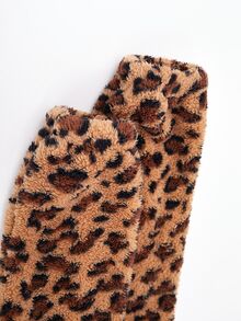 SHEIN 青少年女孩秋季服飾 美式復古豹紋半拉鍊抓絨衛衣 寬鬆慵懶立領套頭上衣 - 棕色 - 查看 6