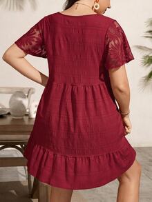 SHEIN LUNE Plus Size Dresses - Burgundy - View 2