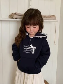 DAZY Baby Girls Hooded Casual Long Sleeve Sweatshirt - Blue - View 5