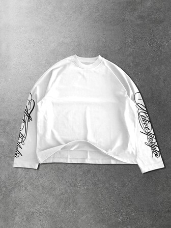 Street Life Long Sleeve T-Shirt, Slogan Print On Sleeves, Streetwear, Sporty, Casual