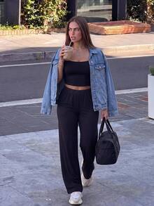 Velisys Velisys Women's Plus Size Casual Tank Top And Long Pants Hot Girl Sporty 4-Piece Set - Black - View 4