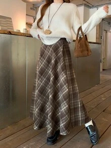 DAZY Women's Fashion High-Waist Plaid Skirt Fall - Multicolor - View 4