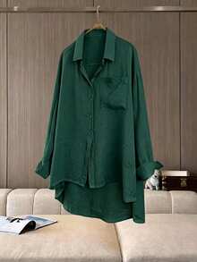 Franclia Plus Size Casual Simple Versatile Fashion Comfortable Shirt Fall - Dark Green - View 1