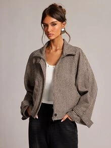SHEIN BAE 女款秋季時尚格紋夾克 - 彩色 - 查看 3