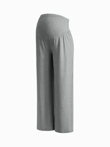 Modmama Maternity Solid Color Adjustable Waist Wide Leg Loose Long Pants - Multicolor - View 7