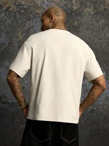 BATMAN X SHEIN Men's Hip-Hop Letter Print Crew Neck Short Sleeve T-Shirt, Casual - Apricot - View 2