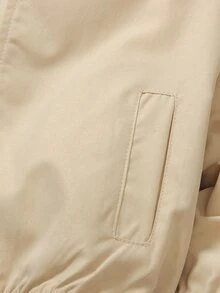 SHEIN Mirajuku 2件組男孩休閒長袖拉鍊夾克與短褲套裝，精緻運動印花，舒適寬鬆版型，適合日常穿著、上學、外出與運動 - 卡其色 - 查看 5