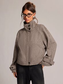 SHEIN BAE 女款秋季時尚格紋夾克 - 彩色 - 查看 7