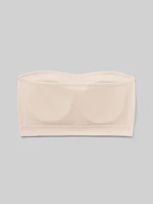 SHEIN Girlism Sujetador bandeau fruncido simple y cómodo con relleno para niña preadolescente - Albaricoque - Ver 2