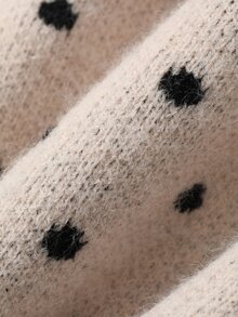 DAZY Women's Asymmetrical Shoulder Polka Dot Korean Style Long Sleeve Autumn/Winter Cardigan - Pink - View 3