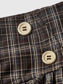 ROMWE Vintage Y2K Retro Striped Academy Style Tulip Shorts, Sweet Versatile Low Waist Women's Shorts - Brown - View 3