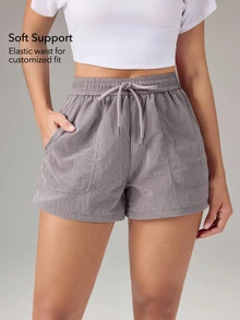 OutZeal Women Sports Shorts Gym Workout Hiking Lightweight Drawstring Waist Active Bottom Spring Summer - Mauve Purple - View 3