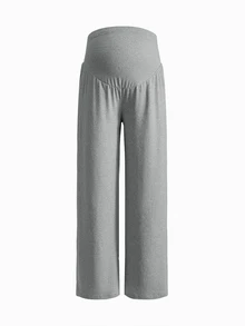 Modmama Maternity Solid Color Adjustable Waist Wide Leg Loose Long Pants - Multicolor - View 9