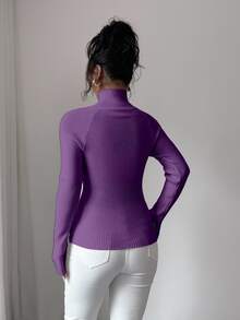 SHEIN Raffinéa Y2K Elegant Outdoor Knit Pullover Sweater For Travel, Commute, Holiday And Daily Wear - Purple - View 2