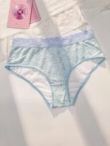 PetitDoll 1pc Fashion Lace Patchwork Panties - Baby Blue - View 1