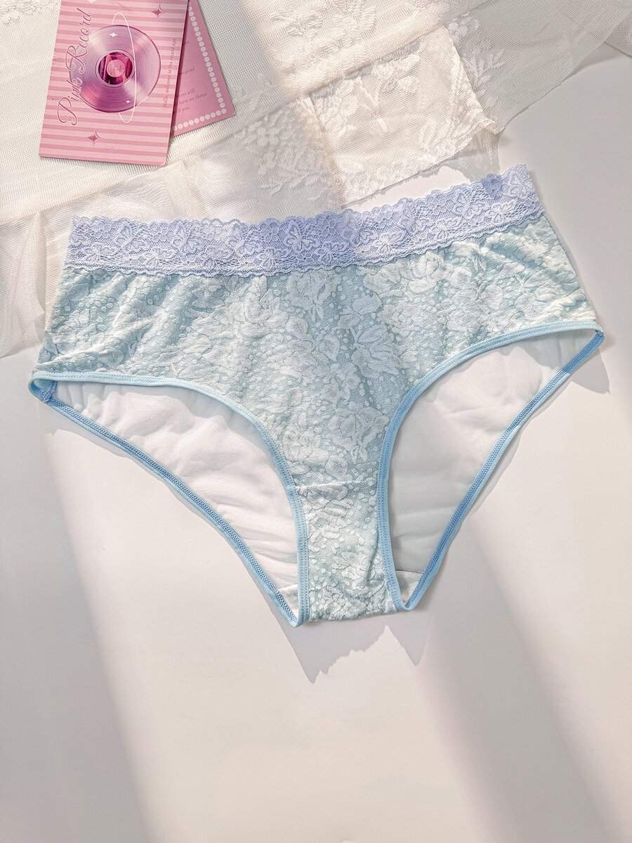 PetitDoll 1pc Fashion Lace Patchwork Panties - Baby Blue - View 1