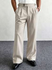 Manfinity Homme Men's Black Flared Fashion Casual Pants - Apricot - View 1