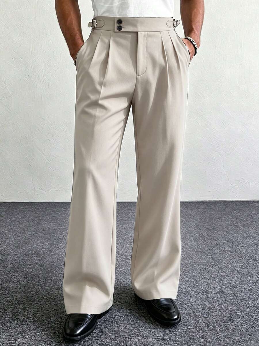 Manfinity Homme Men's Black Flared Fashion Casual Pants - Apricot - View 1