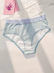 PetitDoll 1pc Fashion Lace Patchwork Panties - Baby Blue - View 2