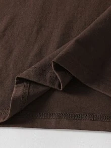 SHEIN Mirajuku Boys' Polo Shirt, Patchwork Long Sleeve, Simple Fashionable Turn-Down Collar, White - Mocha Brown - View 6