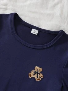 Snug Fit Pajamas Boys Toddler Long Sleeve & Long Pants Set, Fun Bear Pattern Design, Comfortable Soft Skin-Friendly Fabric, Suitable For Young Boy Home Wear - Royal Blue - View 5