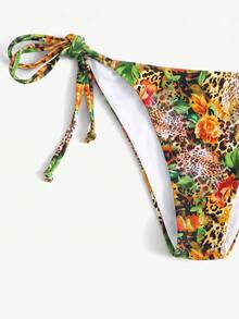 Swim Chiccia 性感豹紋與花卉印花比基尼套裝，適合海灘度假 - 彩色 - 查看 3