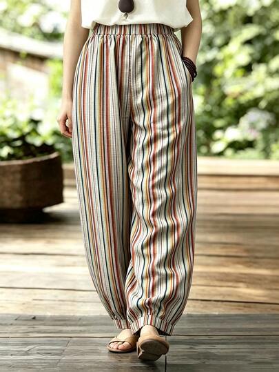 Holdful Holdful Women's Striped Casual Versatile Daily Wear Long Pants