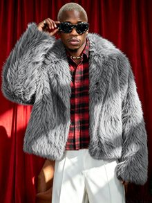 PAVTROS 男士素色抓絨休閒百搭日常穿著長袖夾克 - 白色 - 查看 5