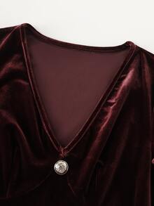 LUMIGAL Women's Brown Corduroy Long Sleeve Dress - Chocolate Brown - View 6