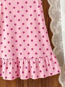 Emery Rose Kids Emery Rose Kids 女童波點圖案無袖圓領拼接荷葉邊下擺洋裝 - 彩色 - 查看 6