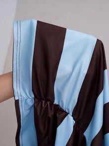 SHEIN EZwear 條紋針織露肩女款T恤 - 藍色 - 查看 7