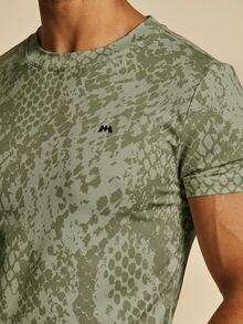 Musero Sport 印花肌肉修身健身圓領T恤 春夏必備健身運動服 - 軍綠色 - 查看 2