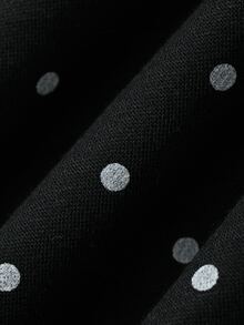 DAZY 女款波點印花鬆緊抽繩短褲 - 黑與白 - 查看 3