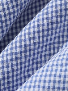 DAZY Women's Collared Plaid All-Over Print Fresh Korean Style Shirt Fall - Blue - View 3