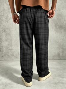 PAVTROS Men's Casual Plaid Long Pants, Loose Straight Leg Fit, Elastic Drawstring Waist - Multicolor - View 2