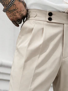 Manfinity Homme Men's Black Flared Fashion Casual Pants - Apricot - View 3