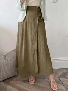 Solavon 女款時尚度假風綁帶休閒裙 - 軍綠色 - 查看 7