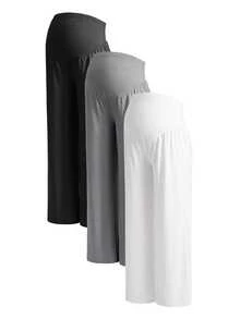 Modmama Maternity Solid Color Adjustable Waist Wide Leg Loose Long Pants - Multicolor - View 14