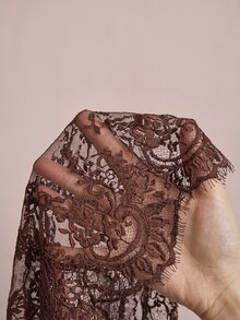 Freevana 女款蕾絲貝殼鈕扣透視襯衫 大尺碼寬鬆優雅休閒日常街頭出遊通勤度假 春夏女裝大尺碼襯衫 - 咖啡棕 - 查看 5