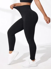 Rhythm Era Women's 2pcs Plus Size Ribbed Seamless Athletic Leggings - Multicolor - View 3