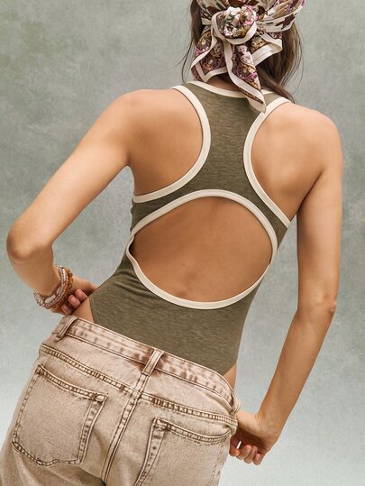 Bohemela Body de mujer con tirantes y ribete, estilo casual