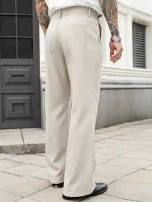 Manfinity Homme Men's Black Flared Fashion Casual Pants - Apricot - View 2